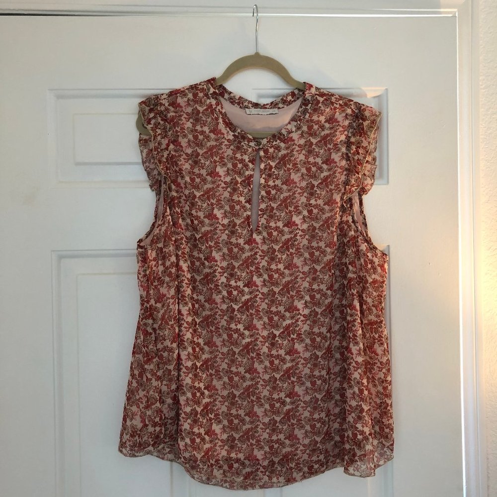 XXL Sleeveless Pink Floral Print Lucky Brand top